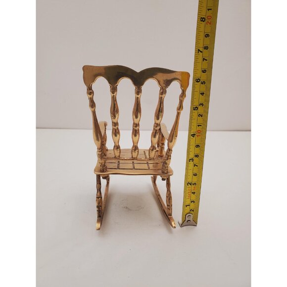Decorative Vintage Brass Rocking Chair, Accent Piece, Doll Rocker - Decorative - Picture 10 of 10